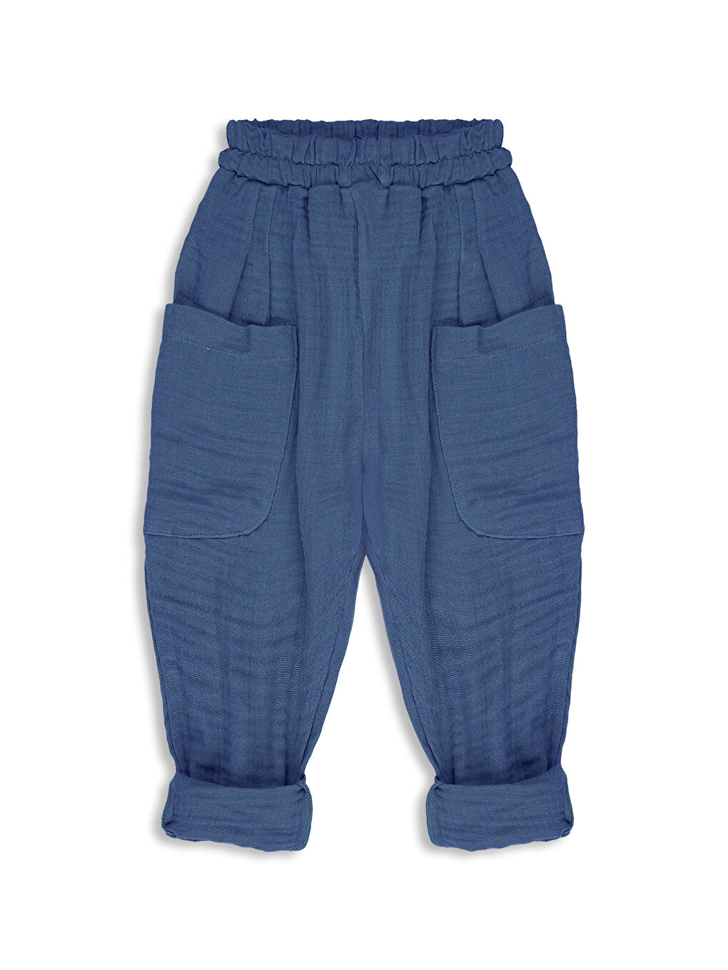 Lila 2'li Paket Boyfriend Müslin Pantolon ( İndigo ve Ekru )-4