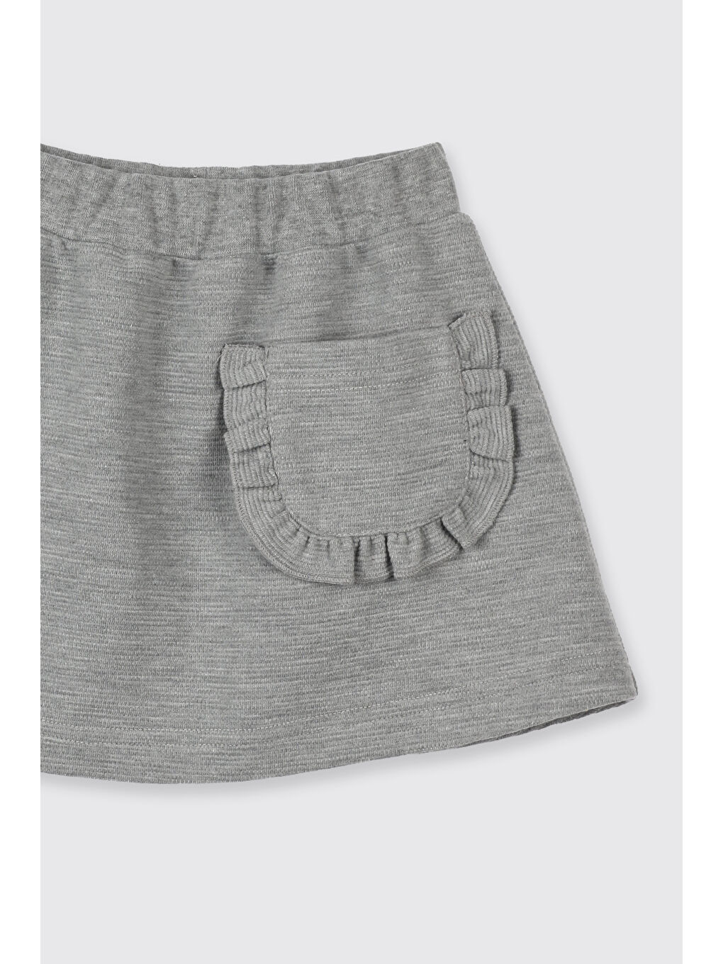 Kız Çocuk Cep Detaylı Örme Etek Gri-Melanj-2