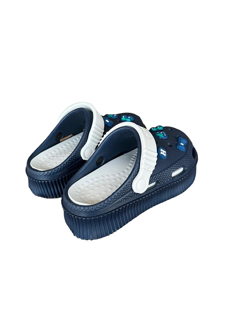 Lacivert Yüksek Comfort Taban Kadın Sandalet Lacİvert - Beyaz-6
