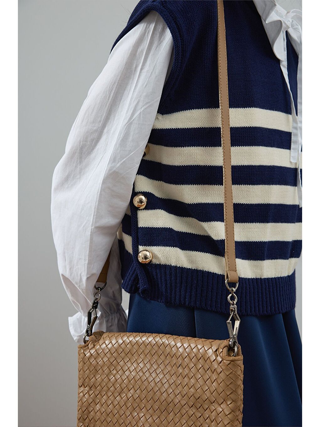 İndigo Çizgi Detaylı Süveter-2