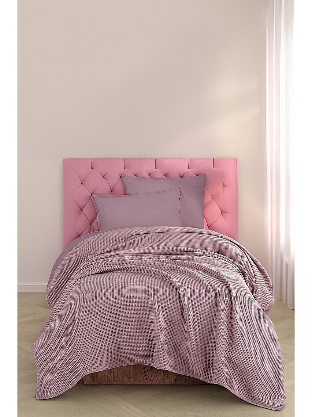 Junior Pike Örtüsü 140x230 cm %100 Pamuklu Petek Dokuma Kumaş Mürdüm-1