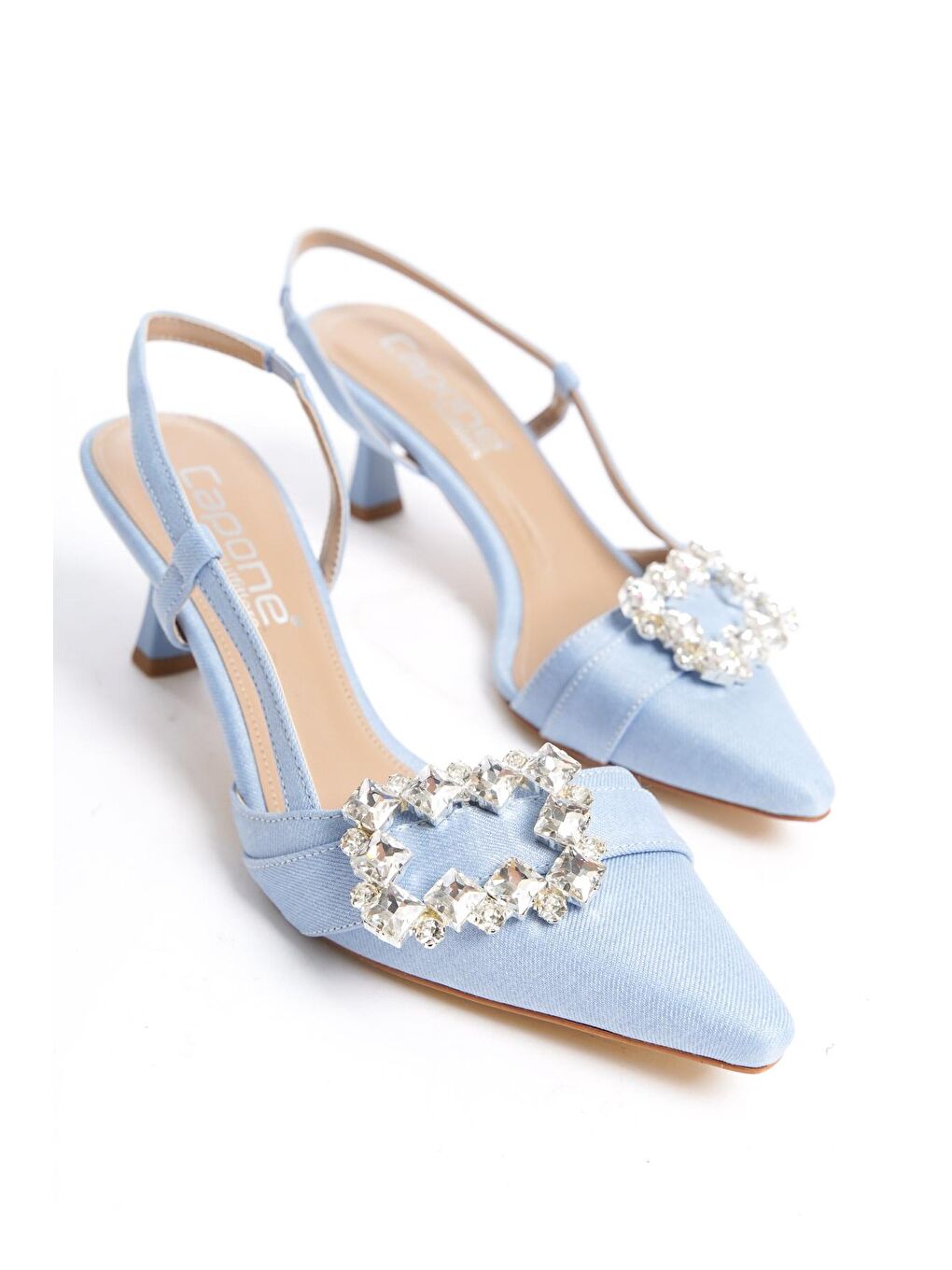 Mavi Orta Topuklu Kadın Ayakkabı