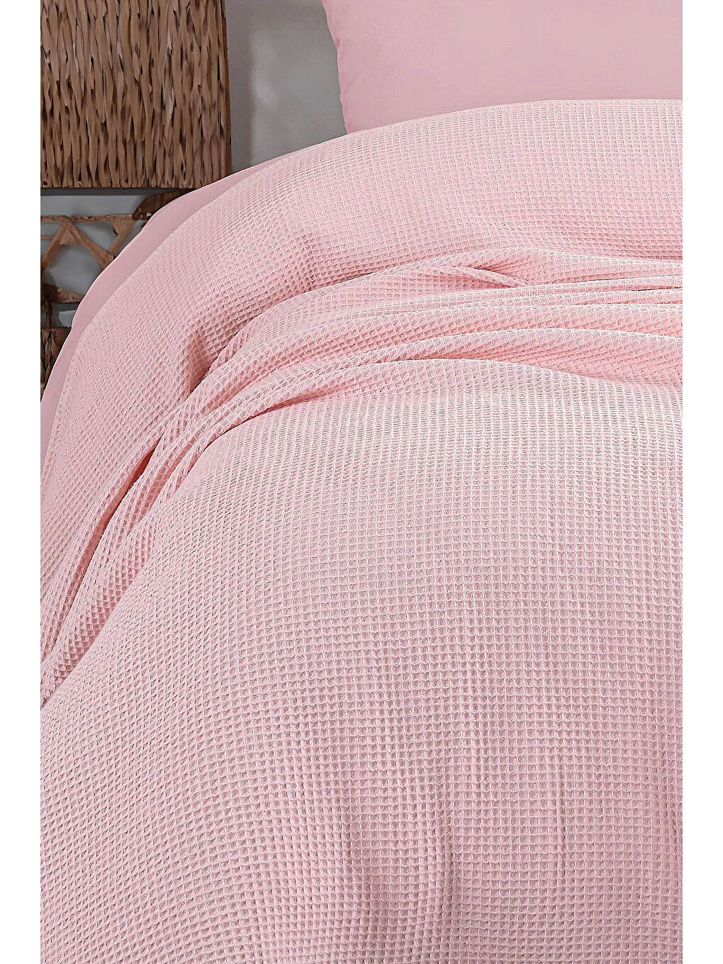 Junior Pike Örtüsü 140x230 cm %100 Pamuklu Petek Dokuma Kumaş Pembe-3