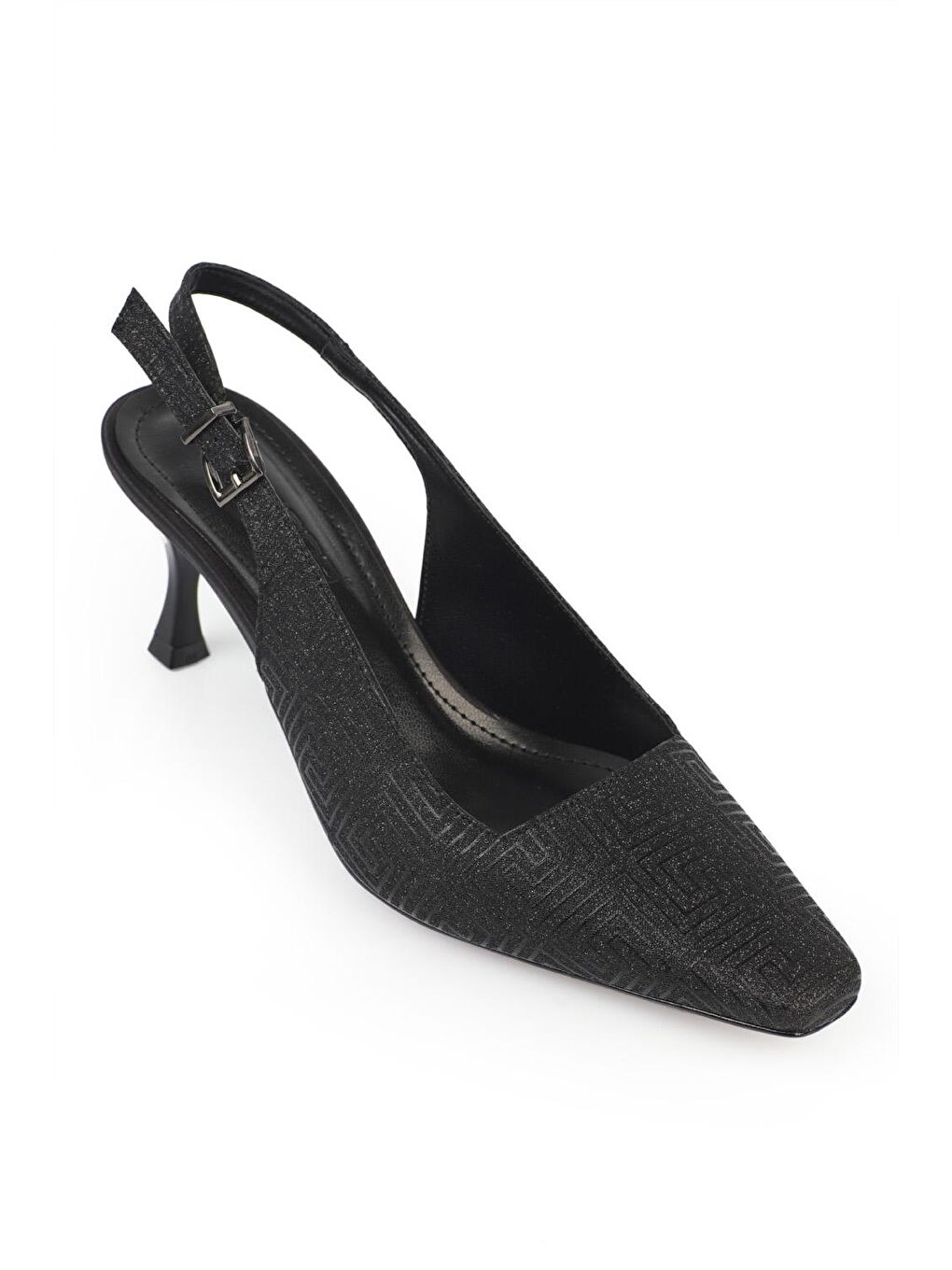 Siyah Arkası Açık Orta Topuklu Kadın Ayakkabı-3