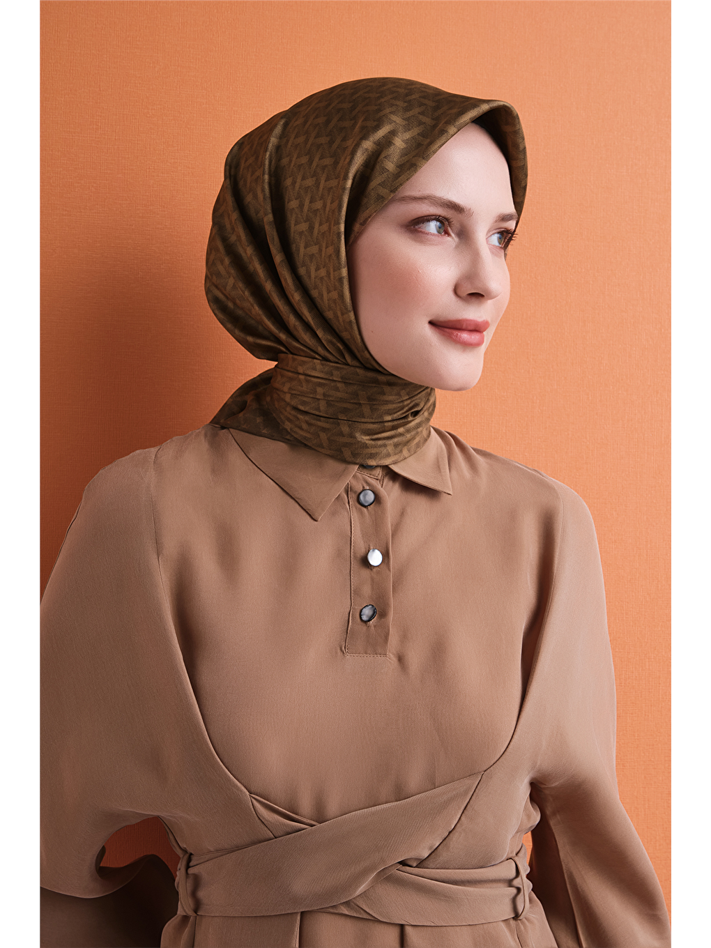 Kahverengi Saf İpek Twill Eşarp 9622d 06-2