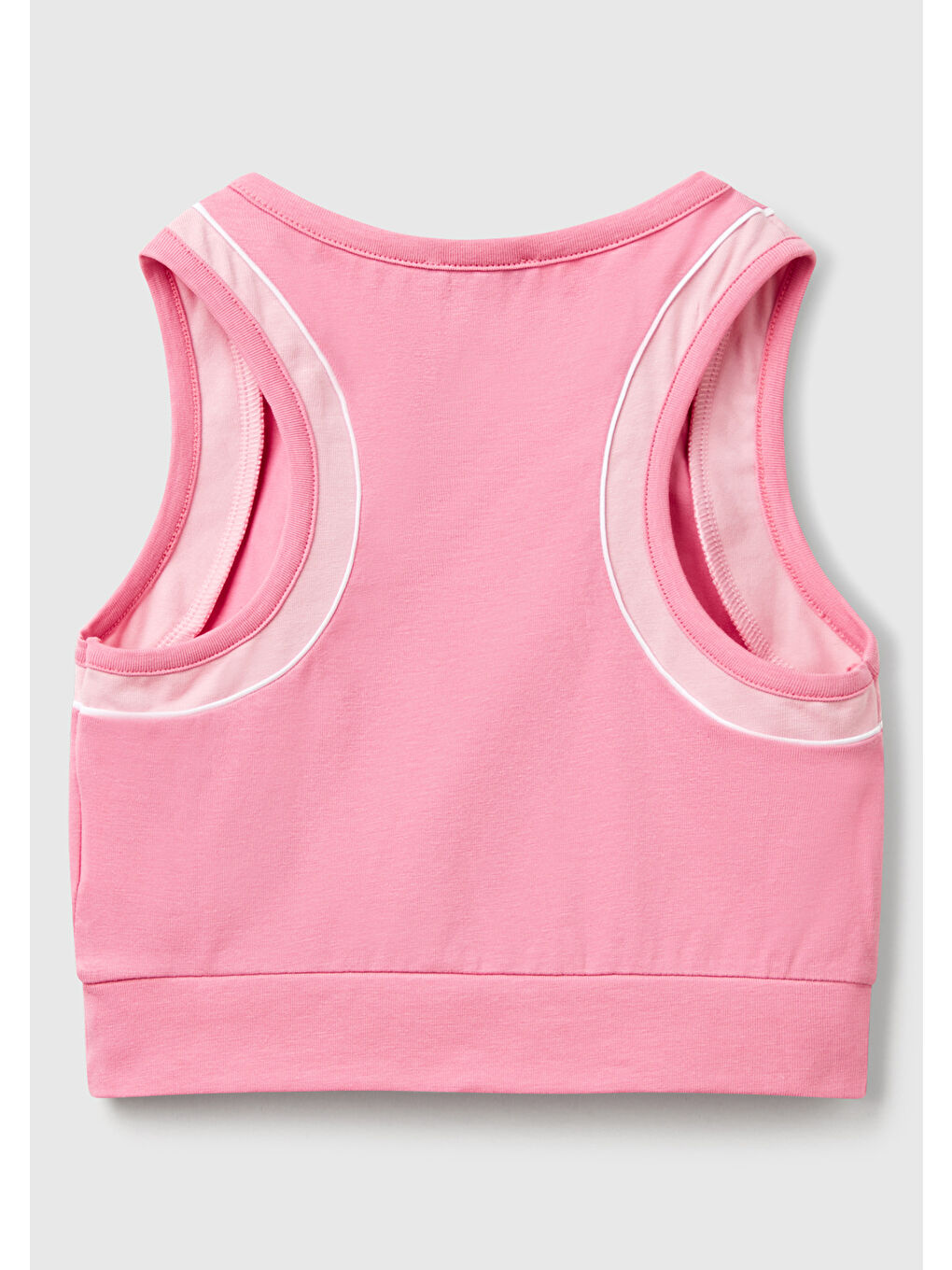 Kız Çocuk Pembe Streç Kumaş Kontrastlı Logo Etiketli Spor Bra-1