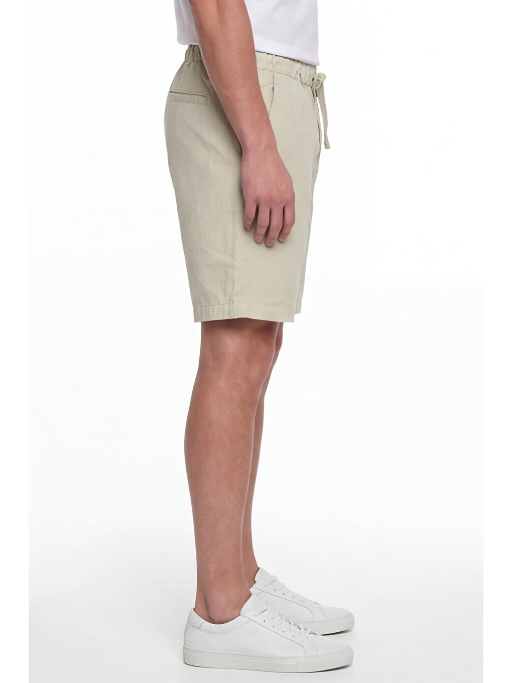 Giotelli Erkek Haki Normal Kesim Regular Fit Pamuklu Dokuma Yan Cep Bel Lastikli Şort-1