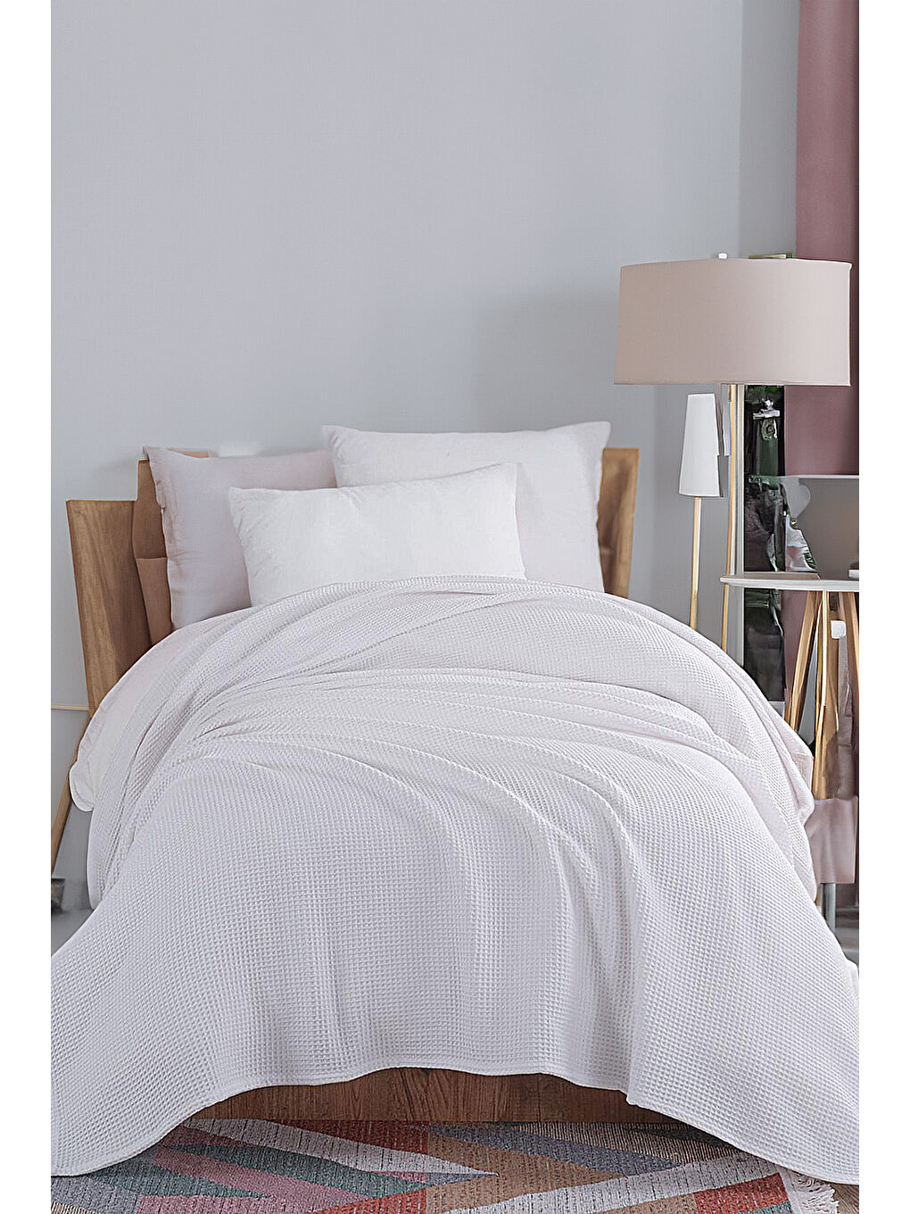 Junior Pike Örtüsü 140x230 cm %100 Pamuklu Petek Dokuma Kumaş Beyaz