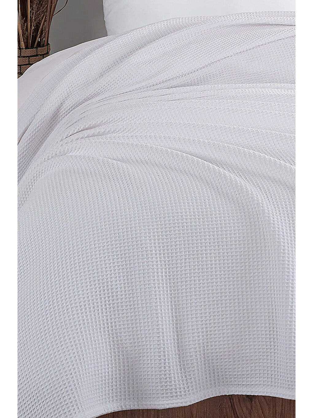 Junior Pike Örtüsü 140x230 cm %100 Pamuklu Petek Dokuma Kumaş Beyaz-3