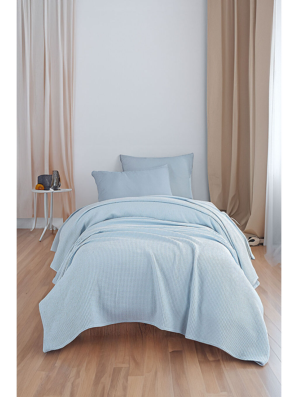 Junior Pike Örtüsü 140x230 cm %100 Pamuklu Petek Dokuma Kumaş Mavi