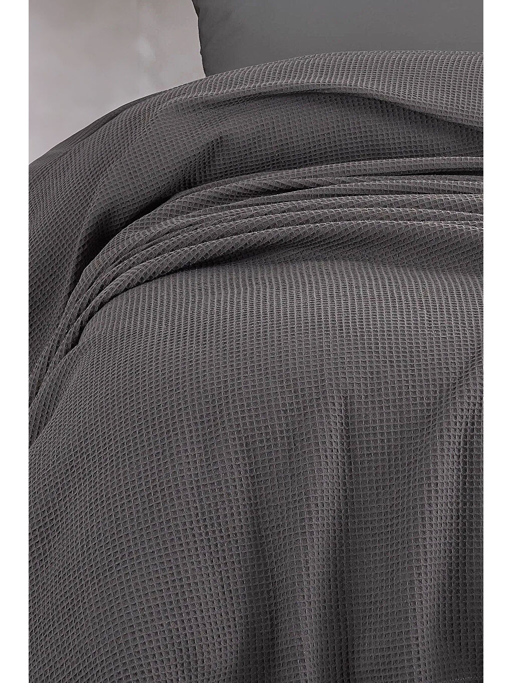 Junior Pike Örtüsü 140x230 cm %100 Pamuklu Petek Dokuma Kumaş Antrasit-3