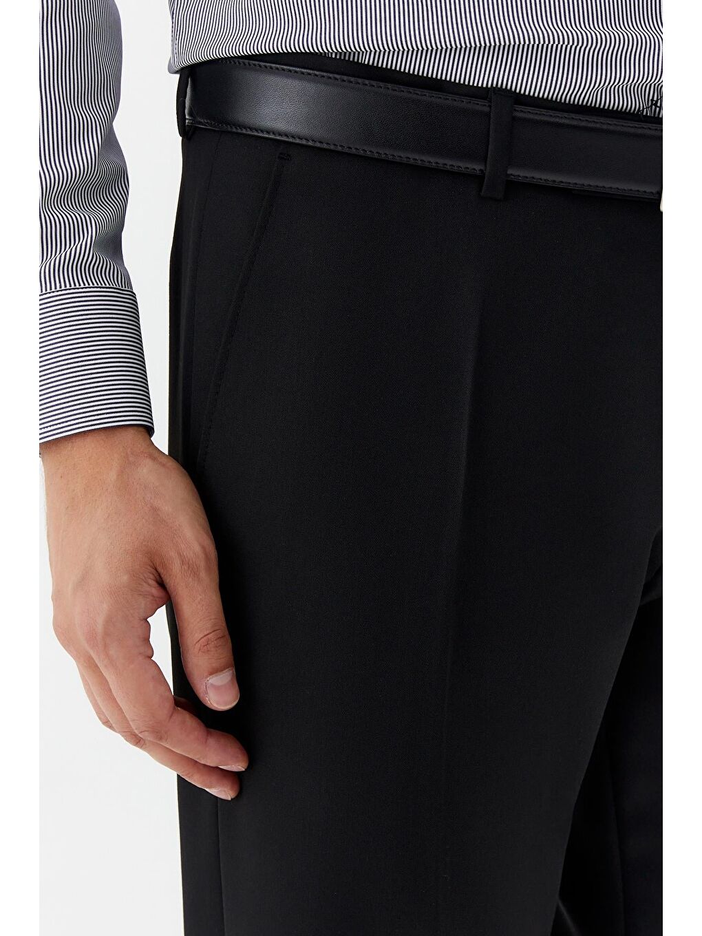 Erkek Siyah Klasik Pantolon Normal Bel-3