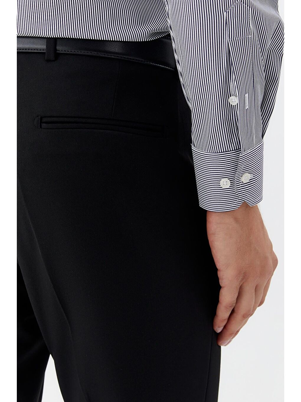 Erkek Siyah Klasik Pantolon Normal Bel-5