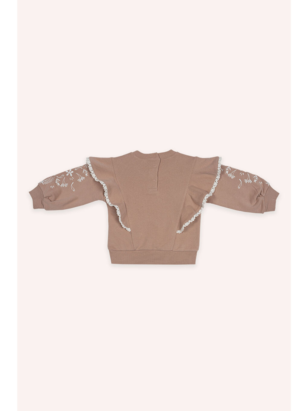 Pembe Kız Bebek Nakışlı Gül Sweatshirt-1