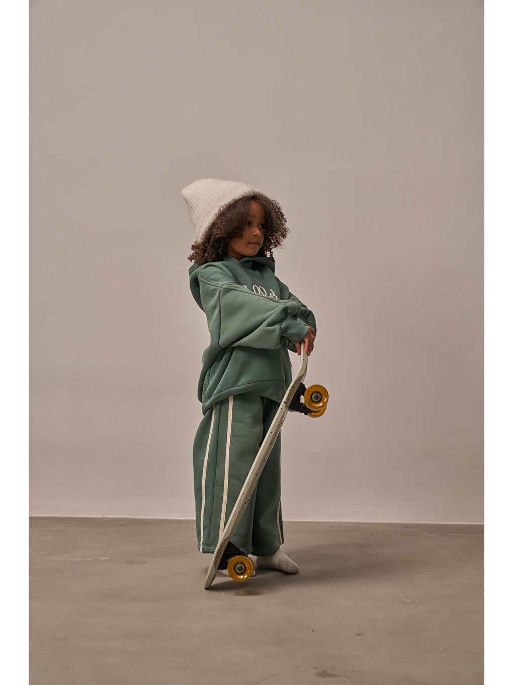 Yeşil Nefti Hello Nakışlı Alt Üst Takım-5