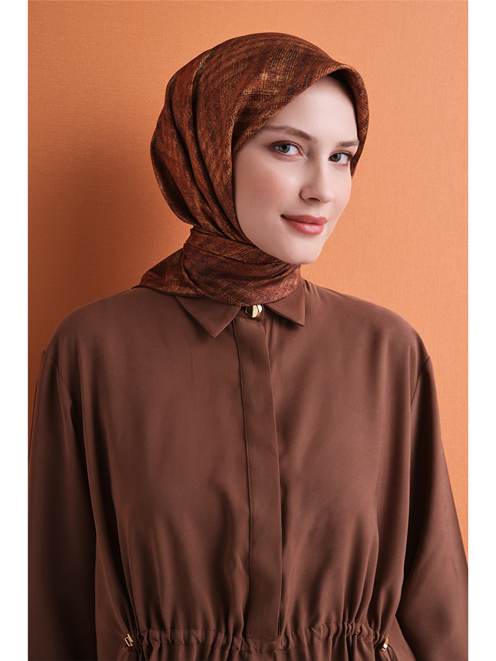 Turuncu Saf İpek Twill Eşarp 9628d 32-1