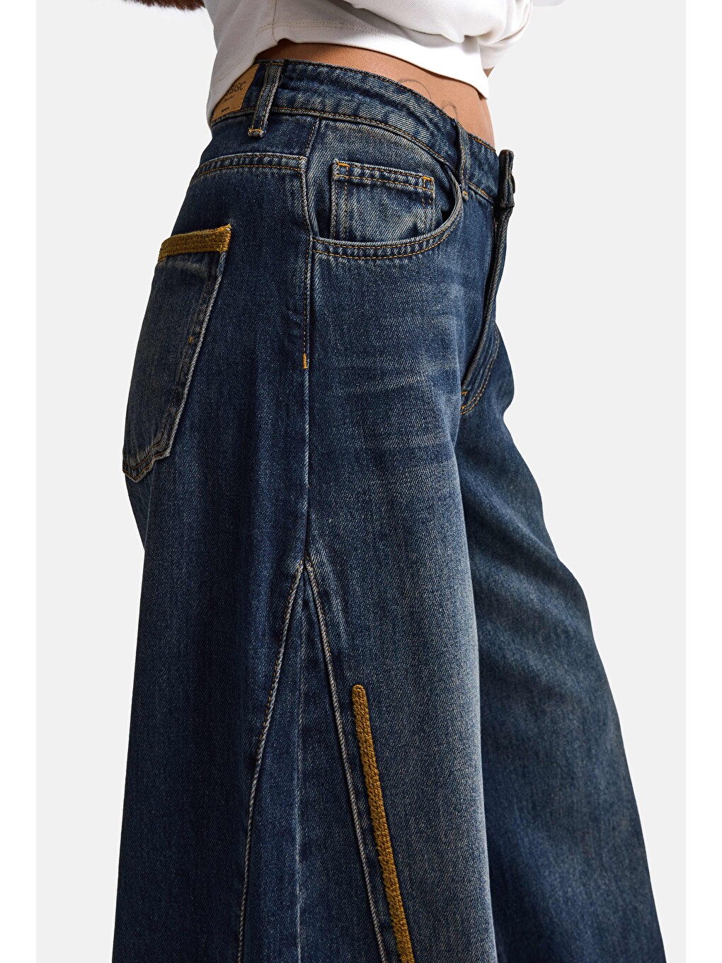 Mavi Kadın Koyu Jean 2w6-8 Palazzo Fit Nakış Detaylı Özel Tsarım Denim Jean-6