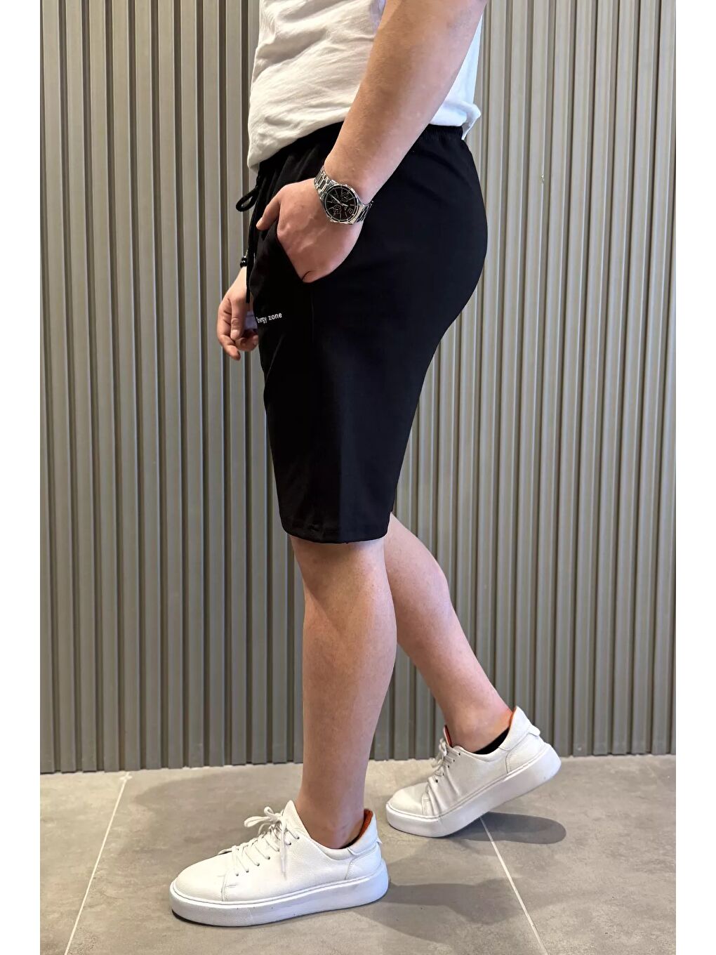 Siyah Double Face Erkek Şort-1