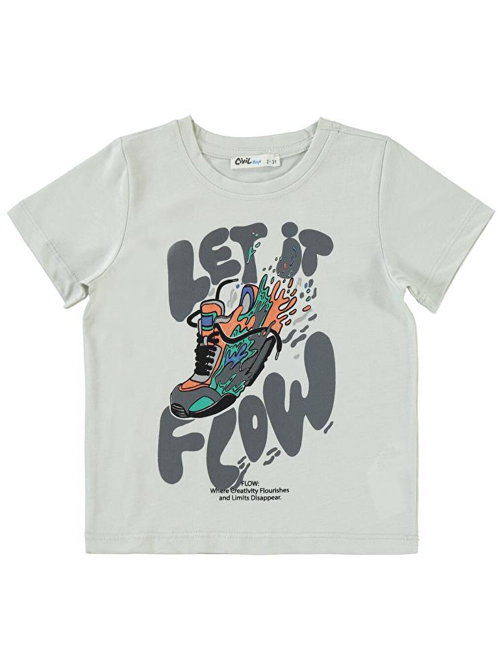 Gri Boys Flow Ayakkabı Baskılı 2-5 Yaş Takım-1