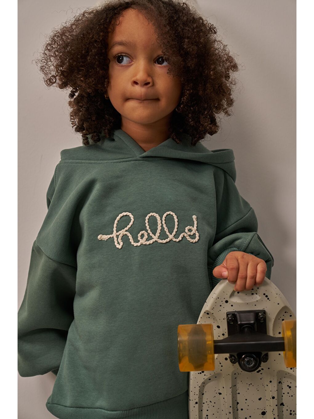 Yeşil Nefti Hello Nakışlı Alt Üst Takım-8