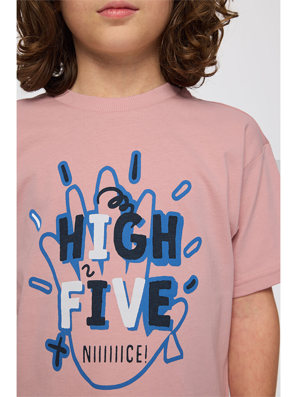 Erkek Çocuk Baskılı Kısa Kollu T-Shirt Pembe-6