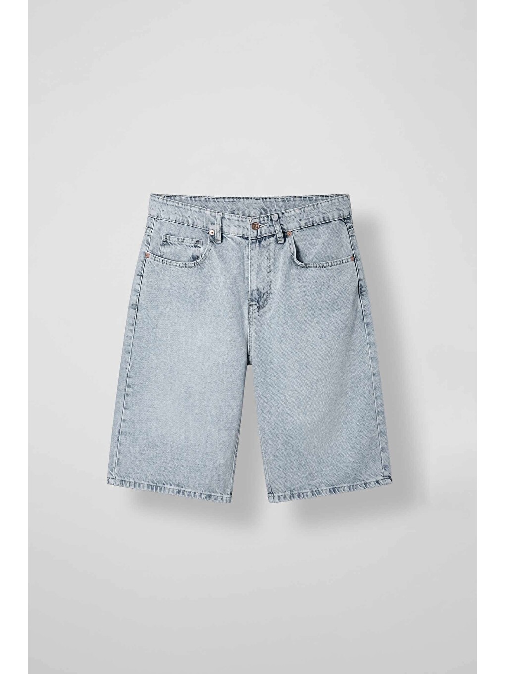 Erkek Baggy Bermuda Jean Şort Buz Mavi