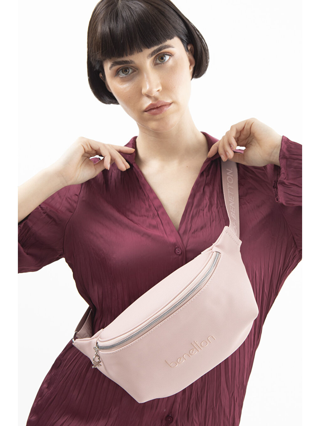 Pembe Kadin Çapraz Çanta Pudra BNT1606