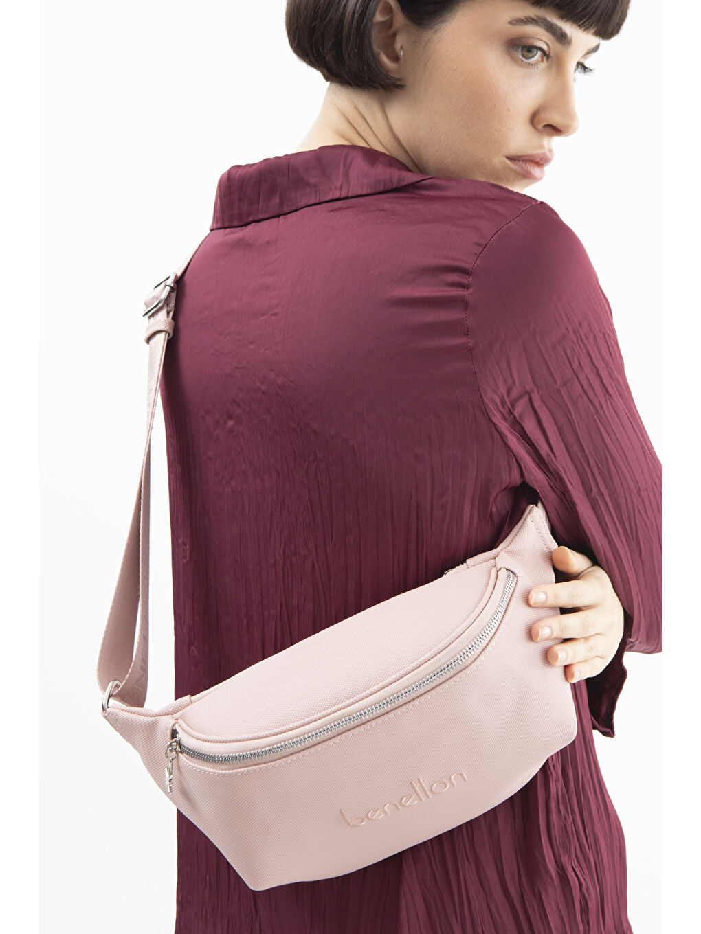 Pembe Kadin Çapraz Çanta Pudra BNT1606-1