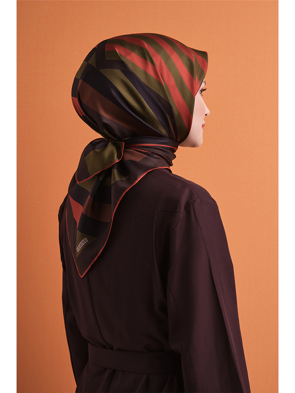 Kahverengi Saf İpek Twill Eşarp 9615d 51-3