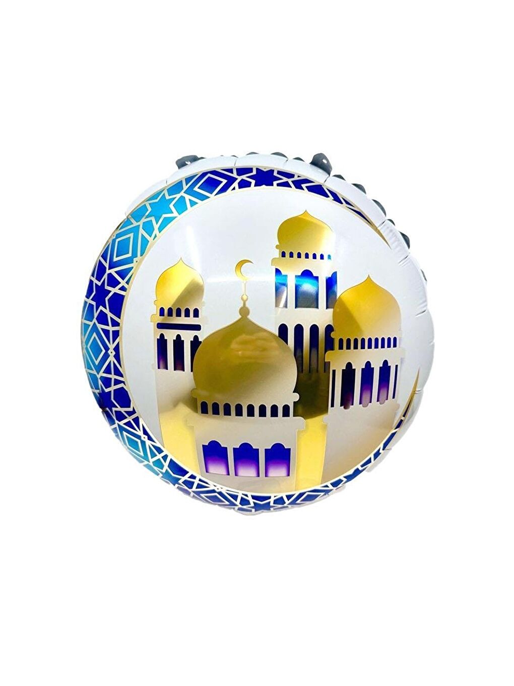 Sarı Ramazan Temalı Kubbe Figürlü Yuvarlak Folyo Balon 45 cm-1