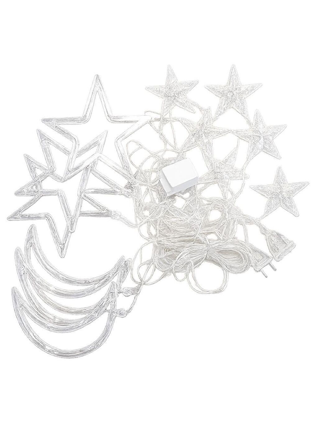 Renksiz Ramazan Temalı LED Işık Ay Yıldız Figürlü 8 Fonksiyonlu Günışığı Eklenebilir Fişli 3 Metre-3