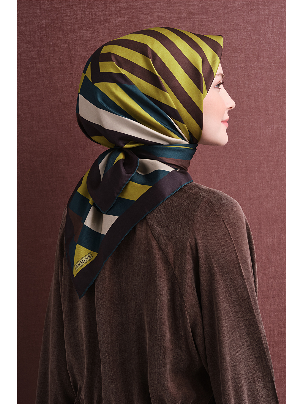 Yeşil Saf İpek Twill Eşarp 9615d 04-3