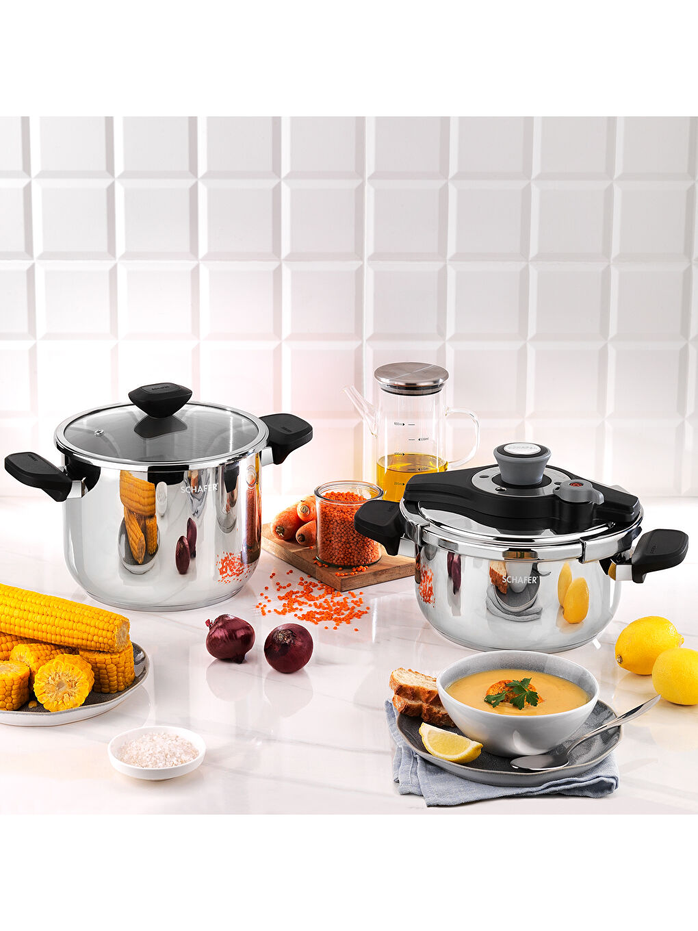 Pratikmatik 4 Parça Düdüklü Tencere Seti 4+6,5 L-Siyah/Gri-1