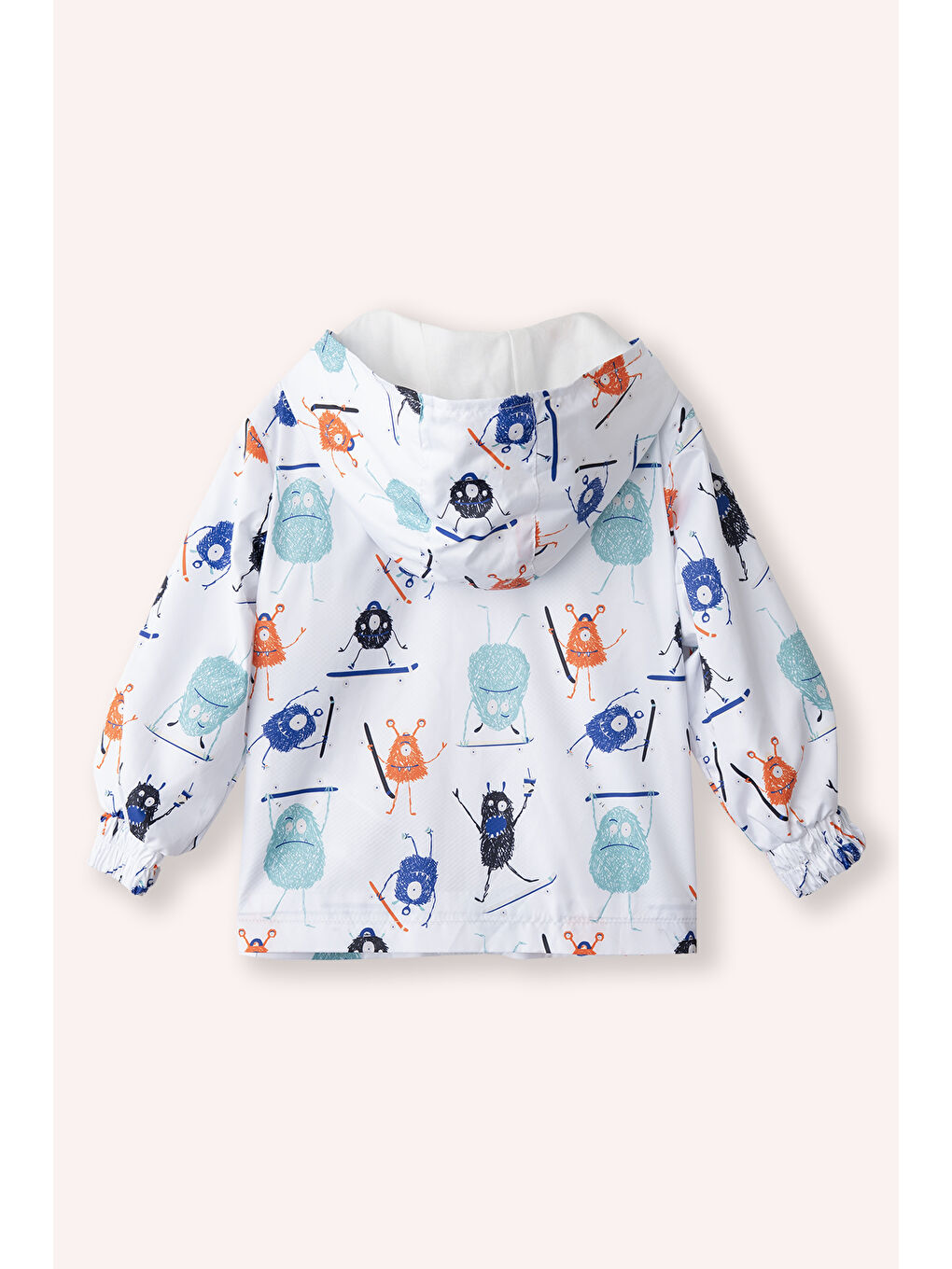 Erkek Çocuk Çok Renkli Desenli Yağmurluk Beyaz-1