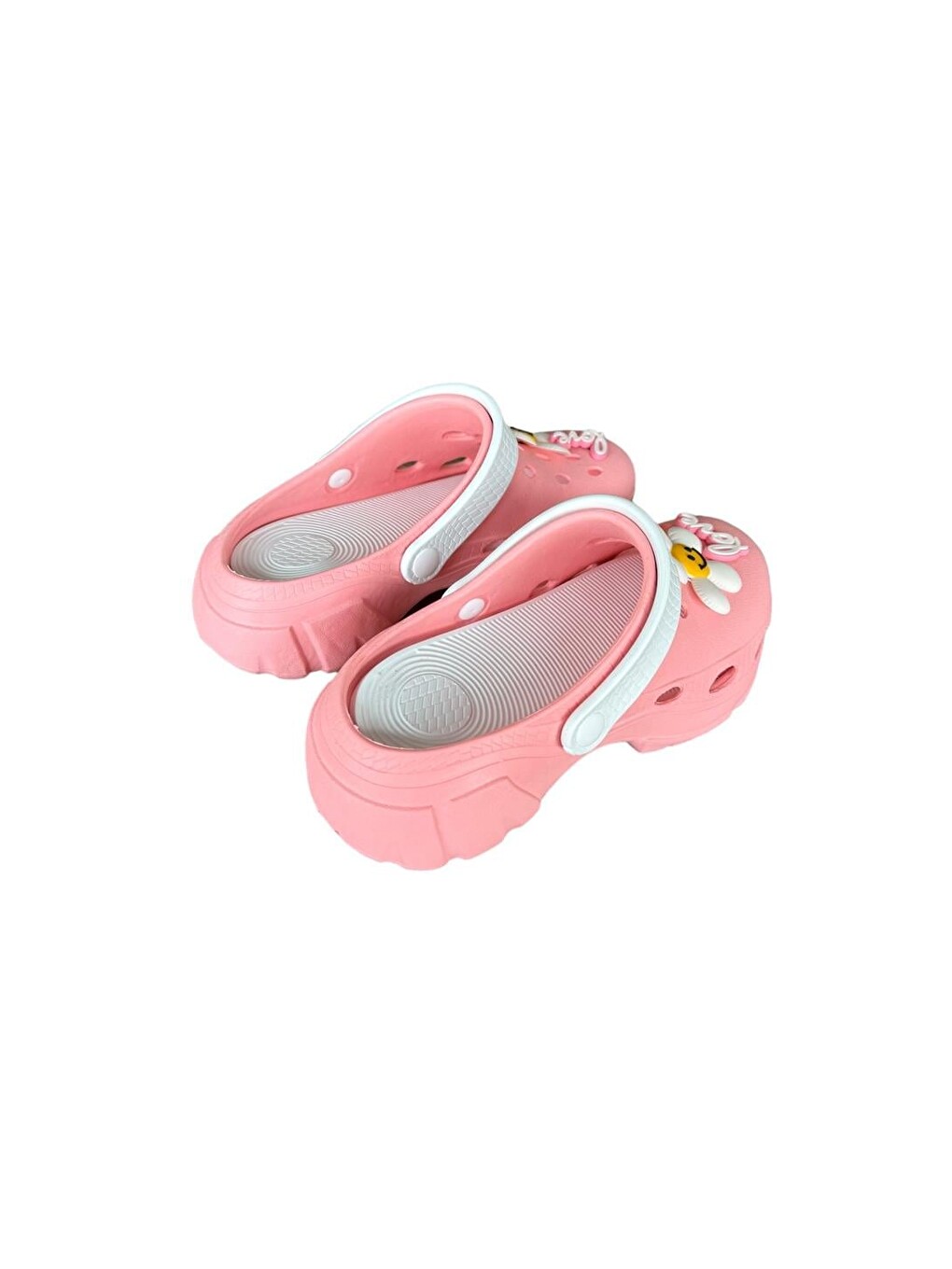 Pembe Yüksek Rahat Taban Kadın Sandalet Pudra - Beyaz-5