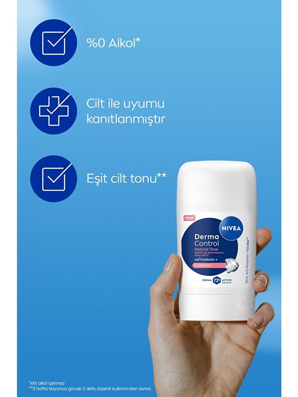 Kadın Stick Deodorant Derma Control Natural Tone 50ml, Koltuk Altı Kararmasına Karşı, C Vitamini-2