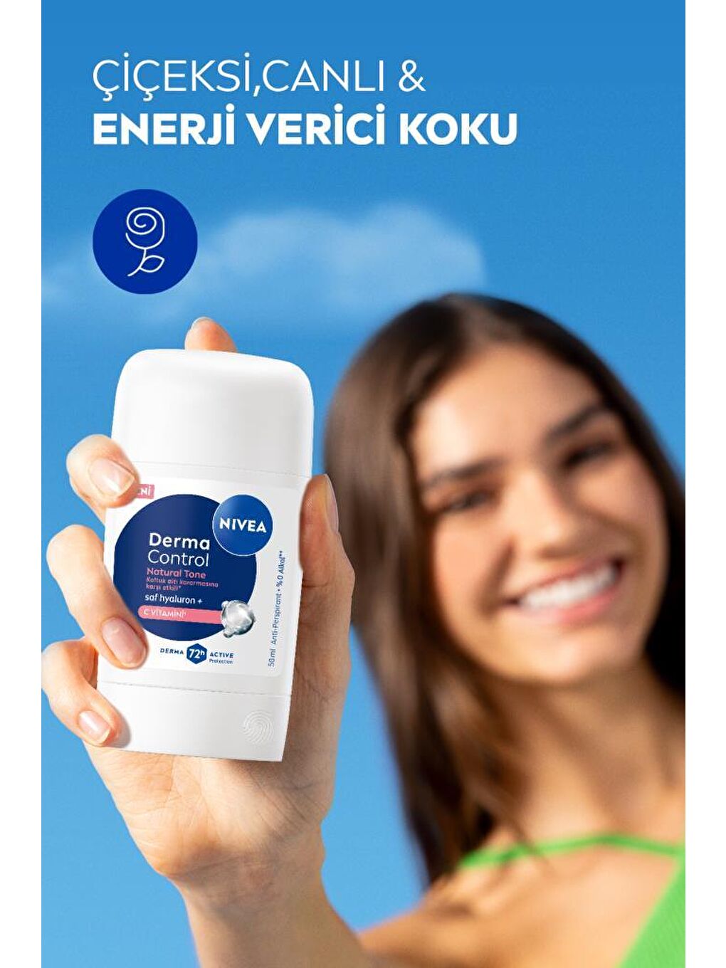 Kadın Stick Deodorant Derma Control Natural Tone 50ml, Koltuk Altı Kararmasına Karşı, C Vitamini-5