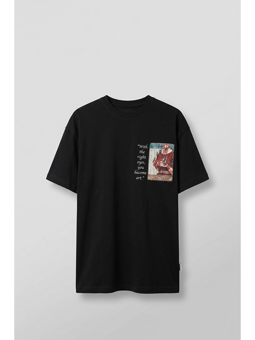 Erkek Oversize Oryantal 3D Sırt Baskılı T-Shirt Siyah