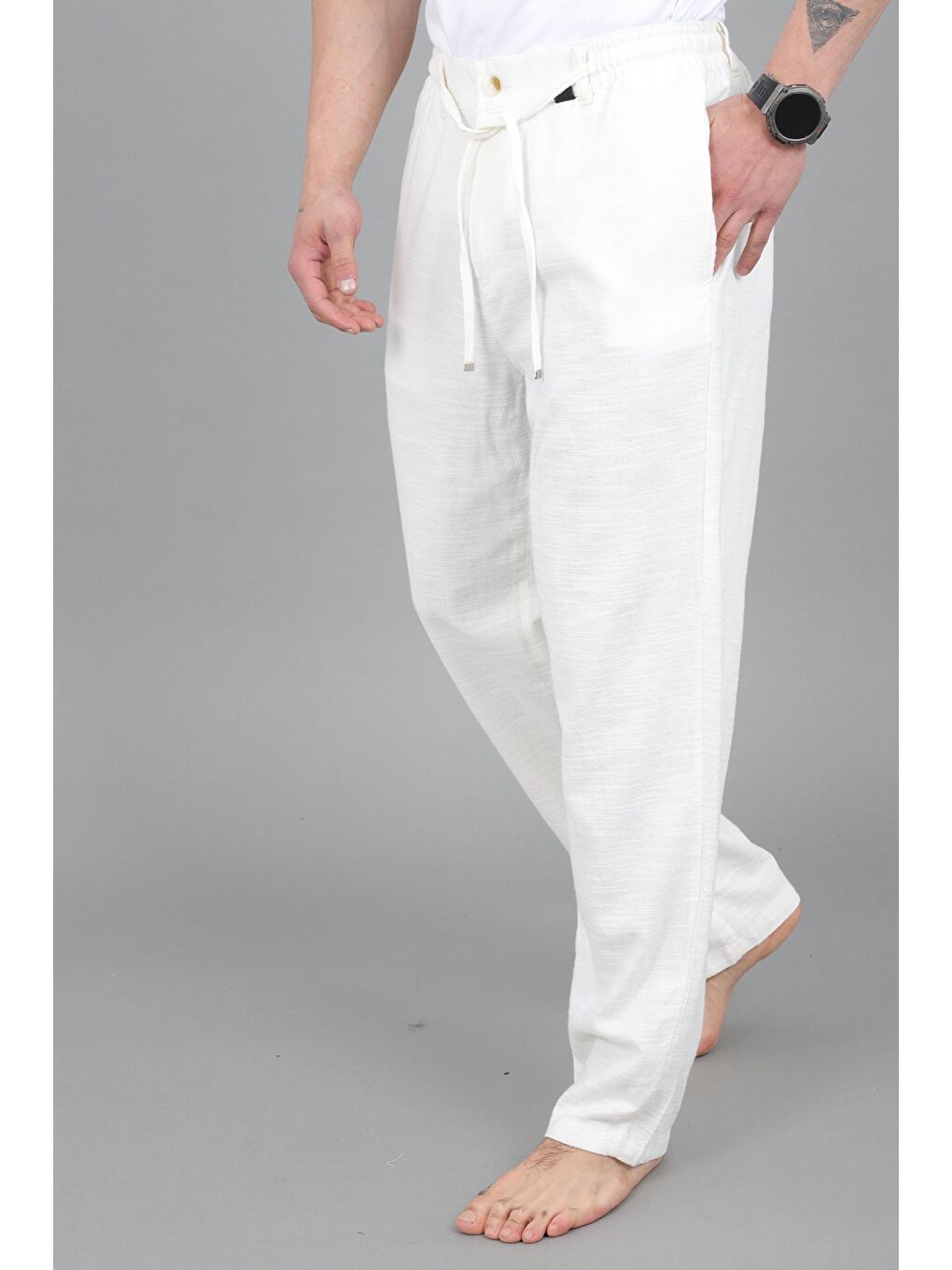 Beyaz Flamlı Baggy Jogger Pantolon MM 260_0442-1