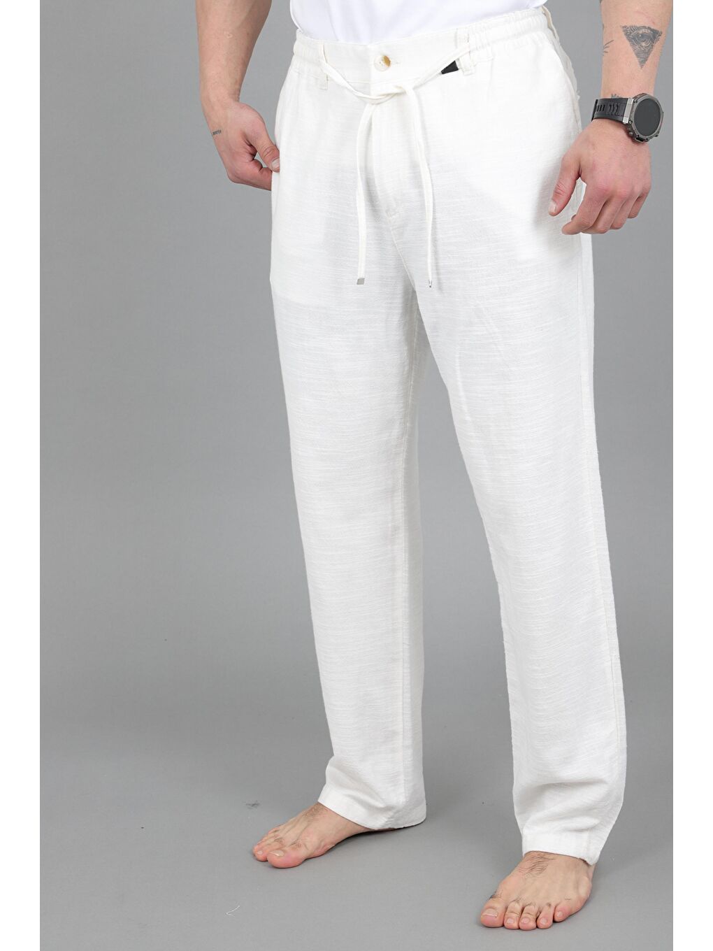 Beyaz Flamlı Baggy Jogger Pantolon MM 260_0442-2