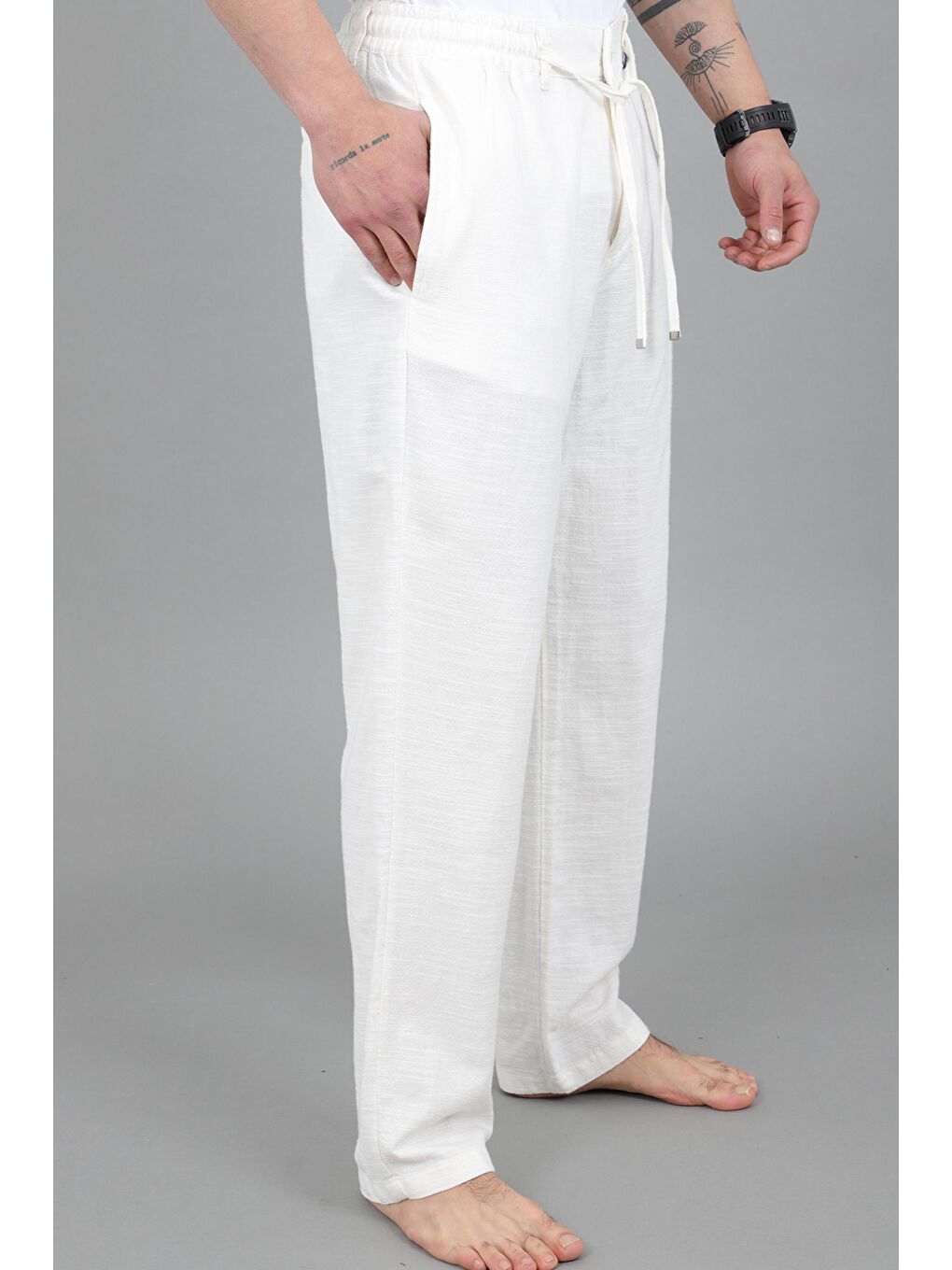 Beyaz Flamlı Baggy Jogger Pantolon MM 260_0442-3