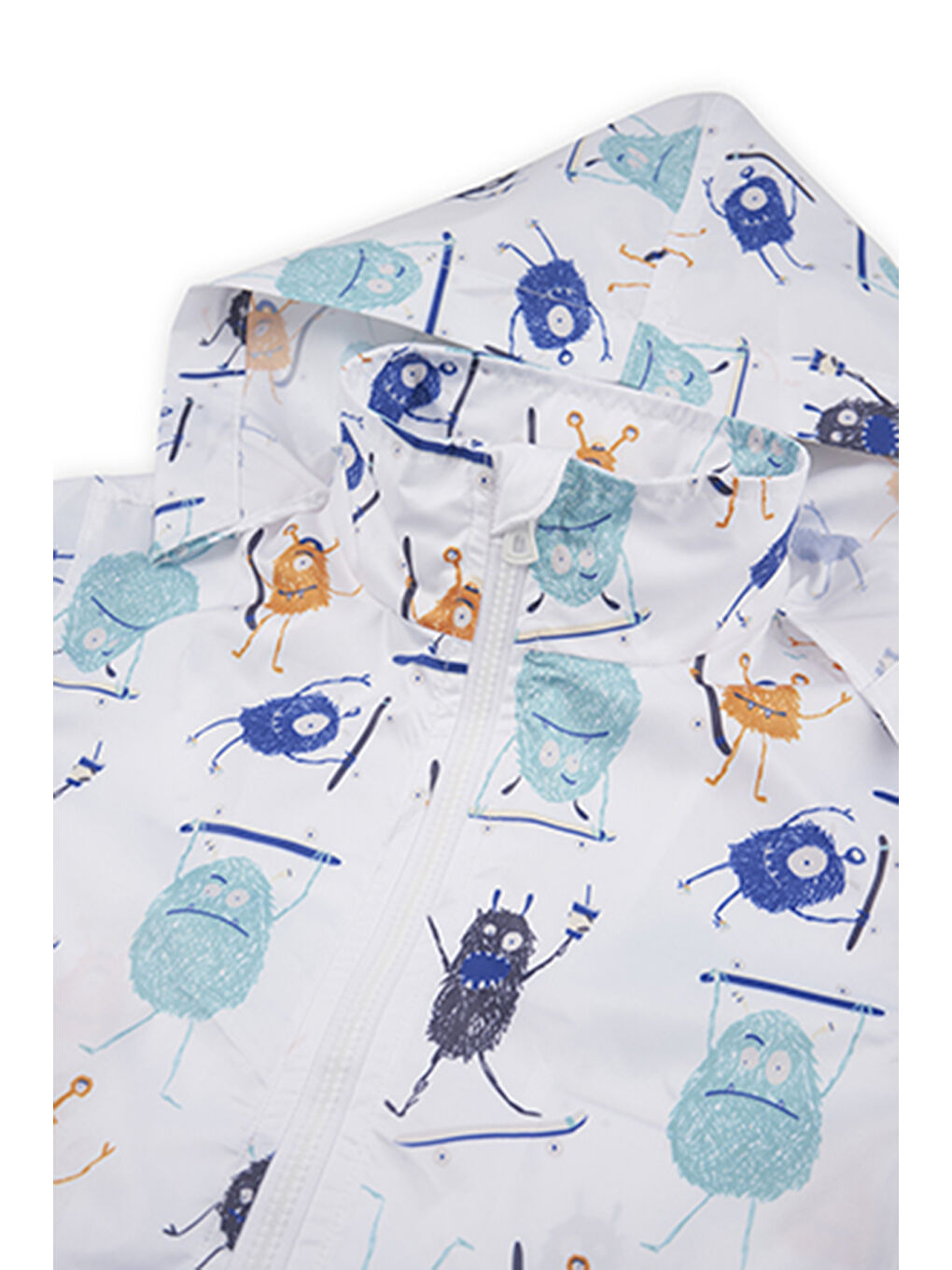 Erkek Çocuk Çok Renkli Desenli Yağmurluk Beyaz-4