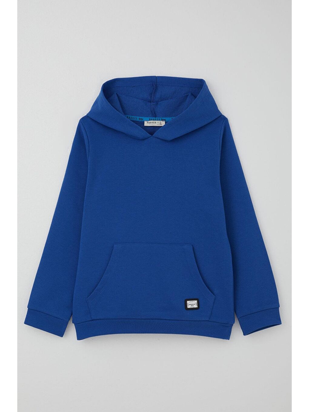 Erkek Çocuk Sweatshirt Kanguru Cepli Armalı Saks Mavisi (4-8 Yaş)