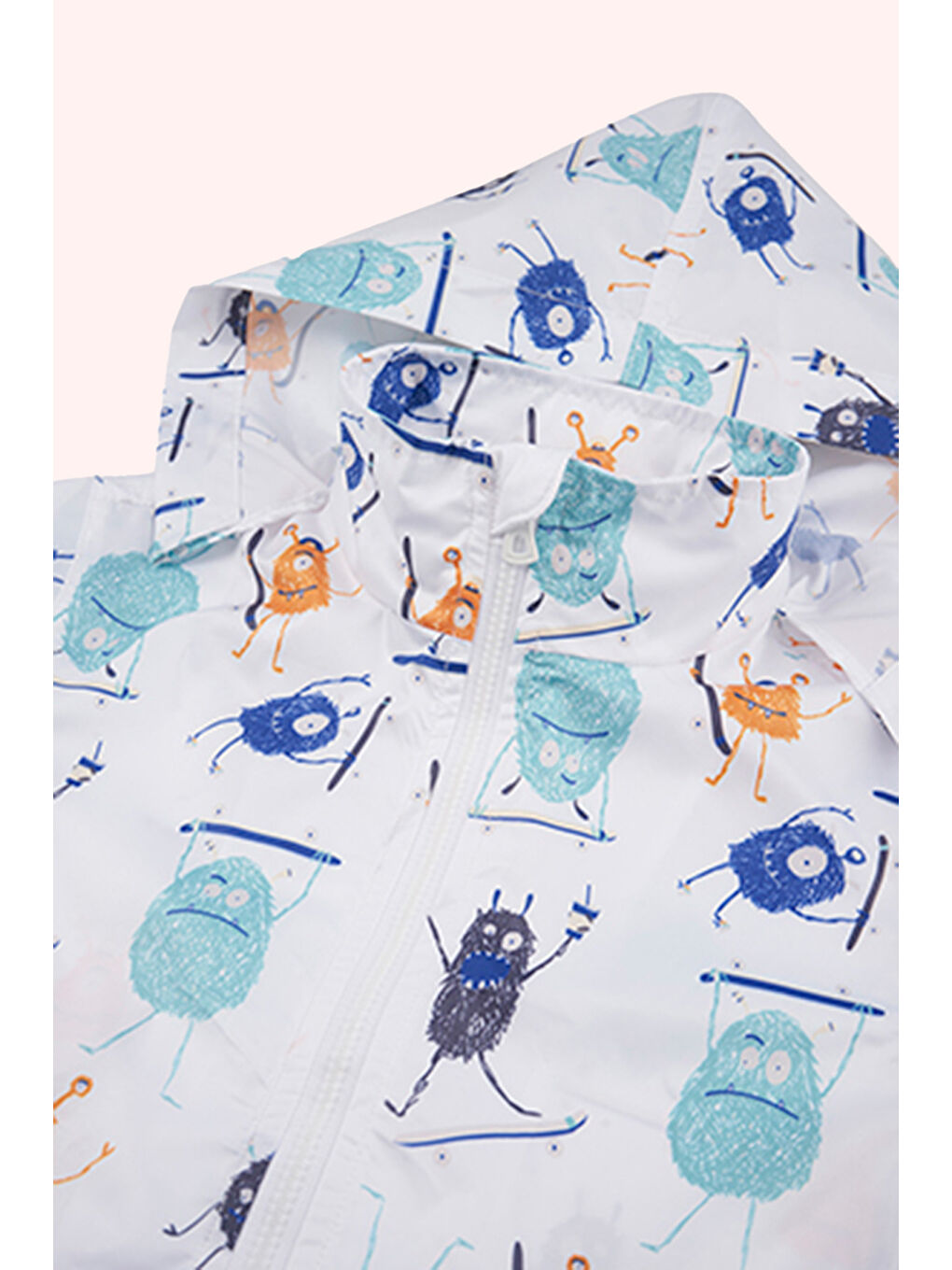 Erkek Çocuk Çok Renkli Desenli Yağmurluk Beyaz-5