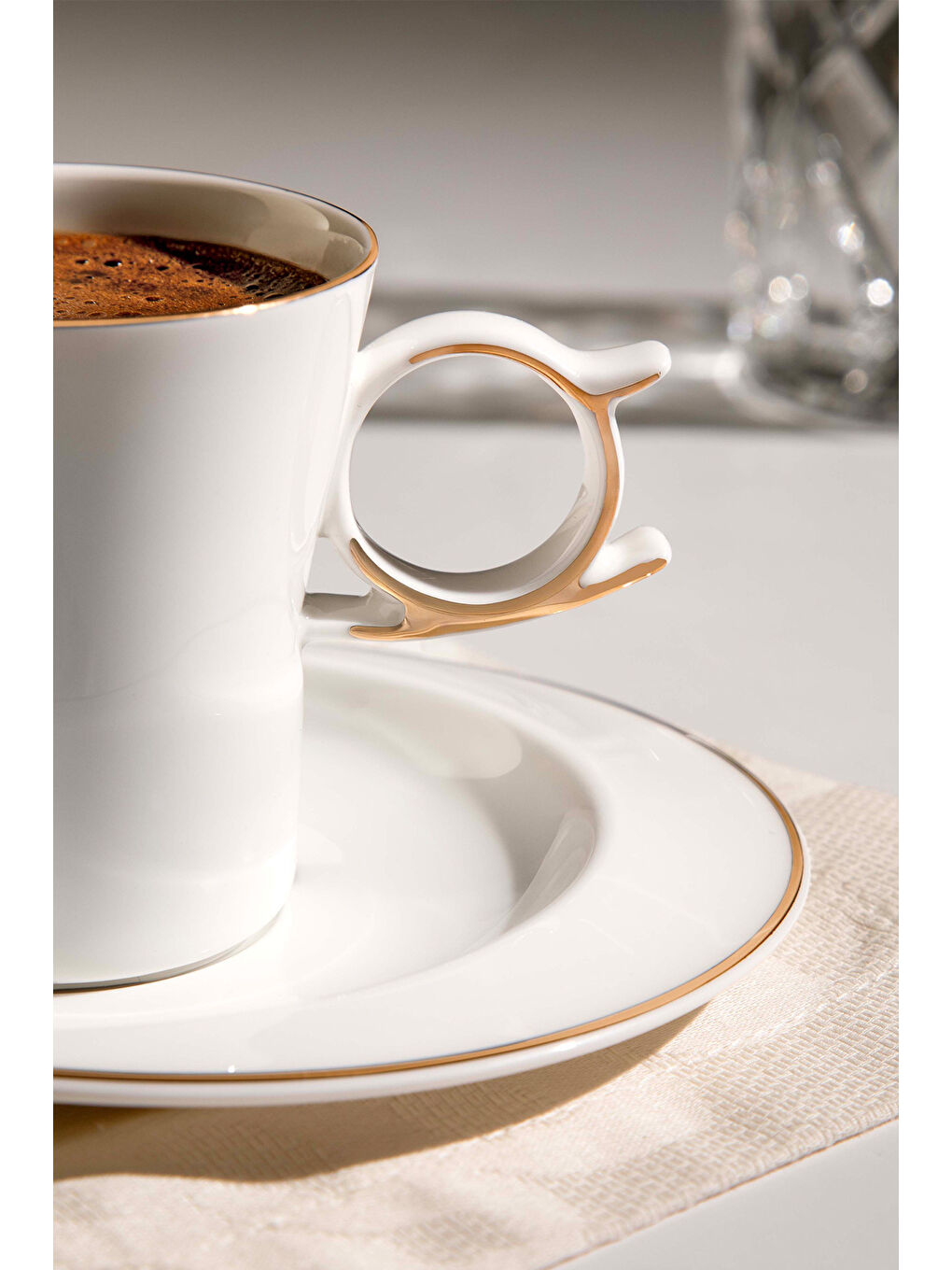 Beyaz Laura 6 Kişilik 12 Parça Porselen Kahve Fincan Takımı-1