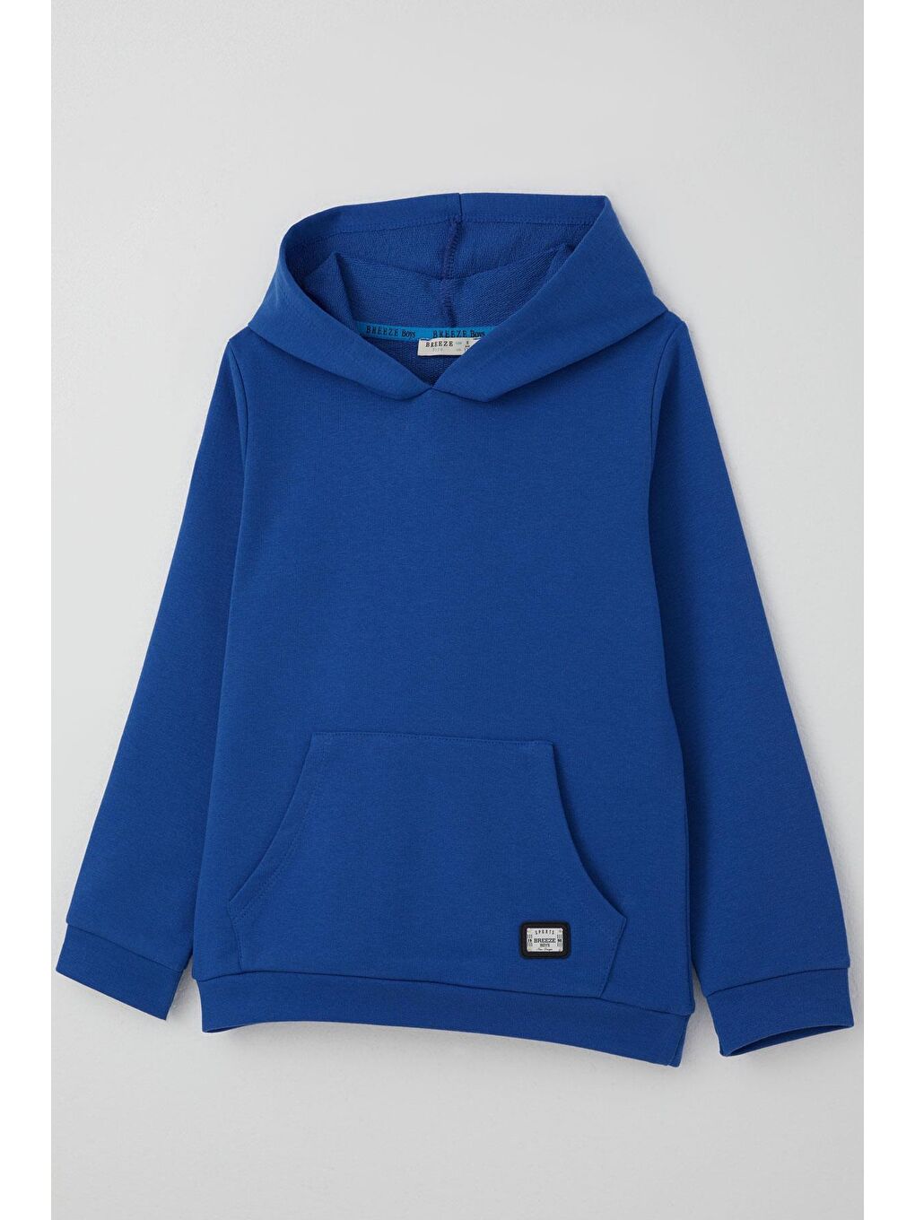 Erkek Çocuk Sweatshirt Kanguru Cepli Armalı Saks Mavisi (4-8 Yaş)-2