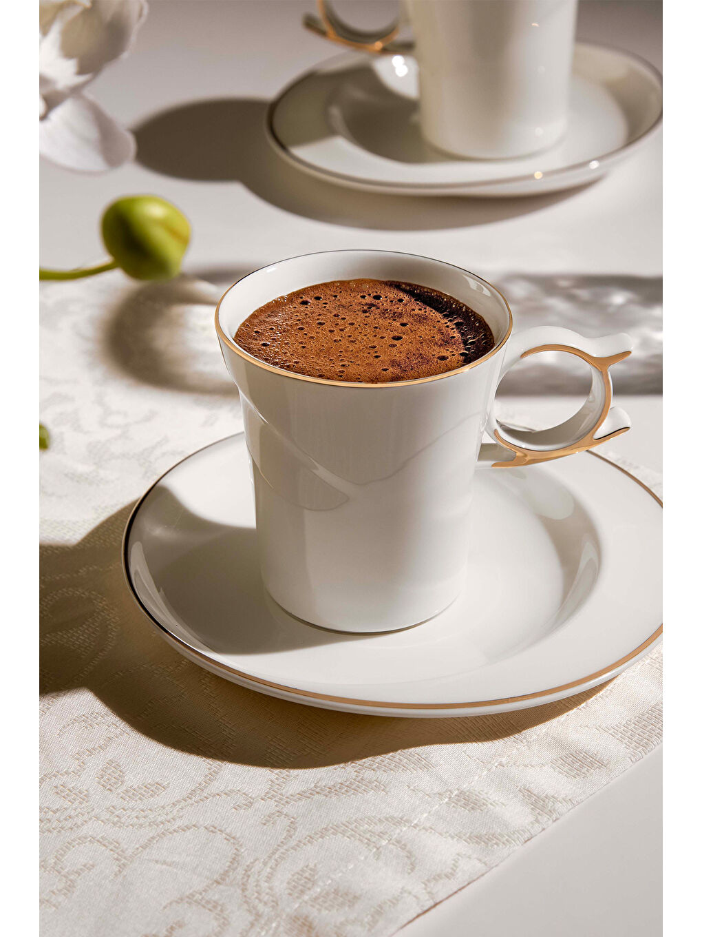 Beyaz Laura 6 Kişilik 12 Parça Porselen Kahve Fincan Takımı-2