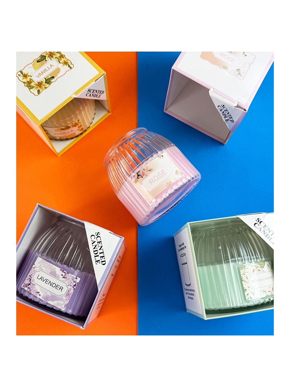 Karışık Zarif Desenli Cam Kavanoz Mum   Tek Adet-1