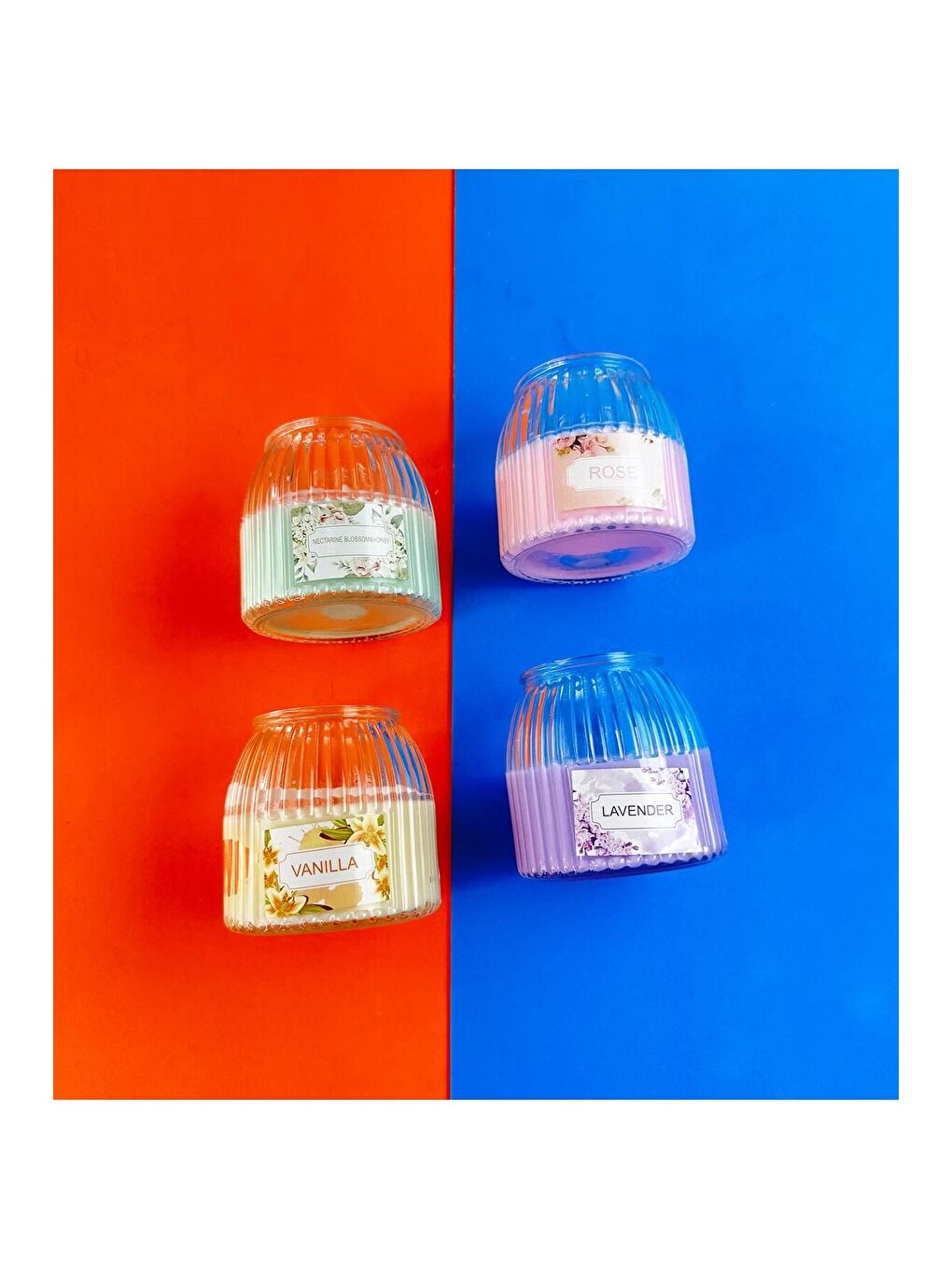 Karışık Zarif Desenli Cam Kavanoz Mum   Tek Adet-3