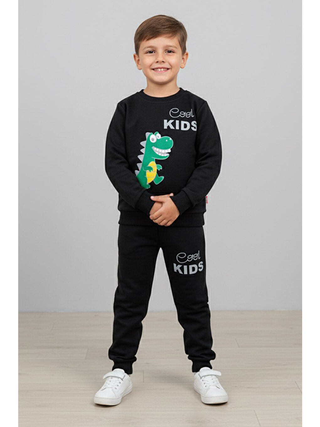 Erkek Çocuk Siyah Baskılı İki İplik İkili Takım - 27967-SIYAH
